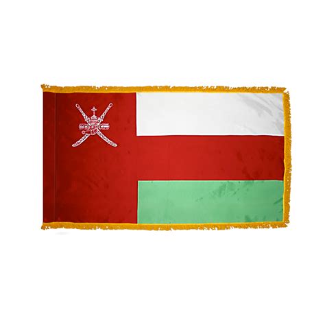 Oman Flag 3 X 5 Ft Indoor Display Flag With Gold Fringe