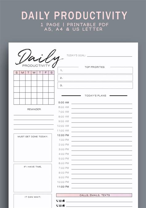 Productivity Planner Schedule Planner To Do List Etsy Daily Planner
