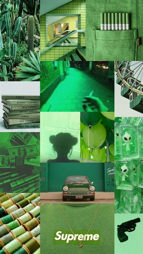 Green Aesthetic Collage Wallpapers Wallpaper Cave