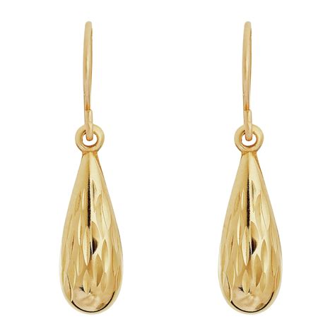 Revere 9ct Gold Diamond Cut Drop Earrings Reviews