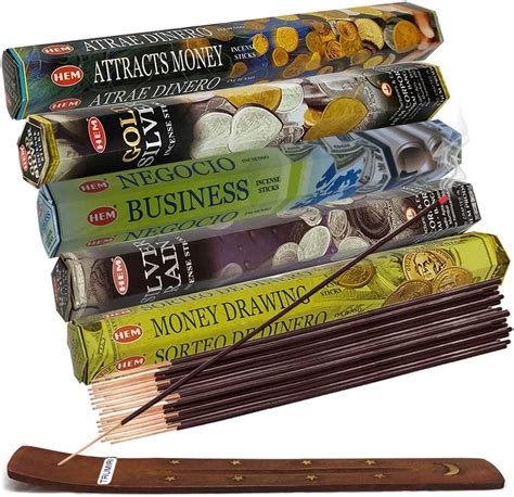 hem incense sticks variety pack 7 and incense stick holder bundle with 5 popular money and