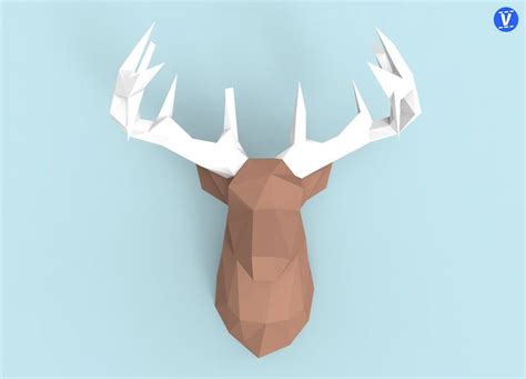 Deer Head Papercraft Pdf Pack 3d Paper Sculpture Template Etsy