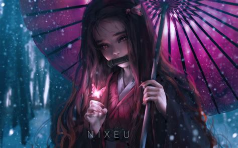Download 1440x900 Wallpaper Anime Girl Beautiful Nezuko