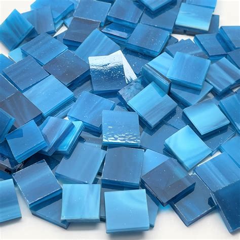 Deep Aqua Wispy Stained Glass Mosaic Tiles Coe 96 Mosaic Tile Mania