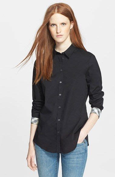 Burberry Brit Shirt With Woven Check Accents Nordstrom Tailored