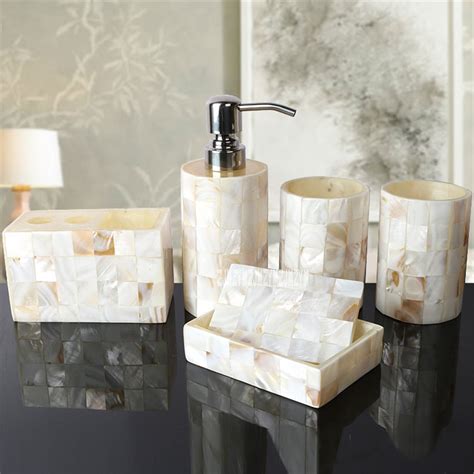 Choose from hundreds of accessories; New Five Piece Set Shell Resin Bathroom Accessories Set ...