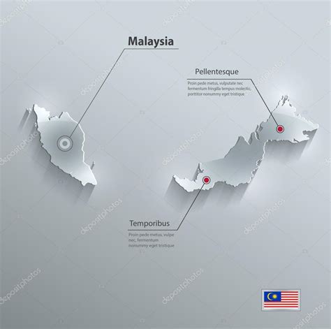 Malaysia Map Flag Glass Card Paper 3d Vector — Stock Vector © Mondih
