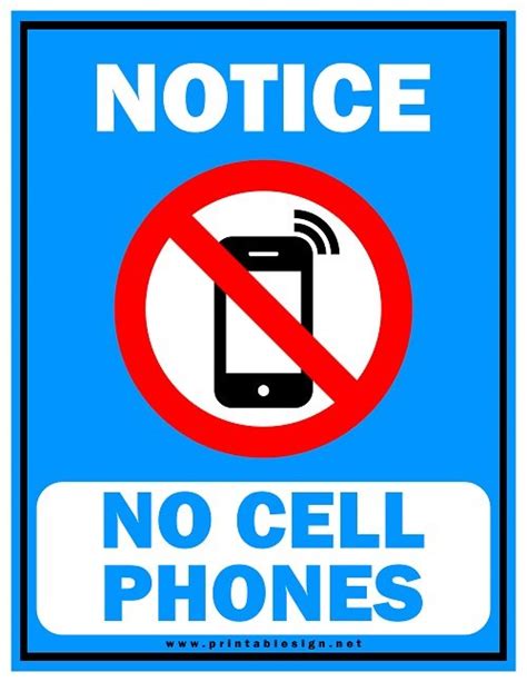 No Cell Phones Sign Pack 10 Free Printable Signs