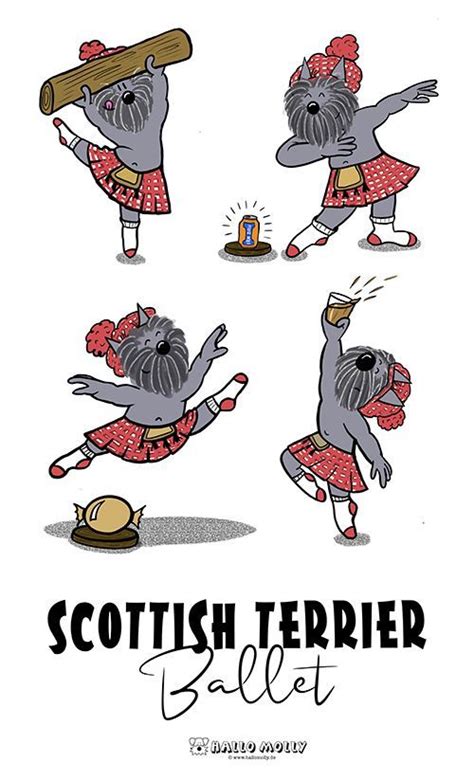 Scottish Terrier Ballet Funny Scottie Dog Cartoon In 2022 Scottie