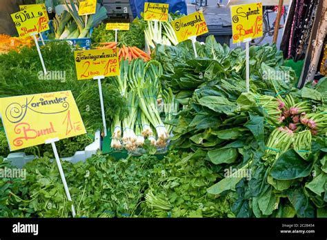 Herbs And Vegetables For Sale At A Market Stock Photo Alamy