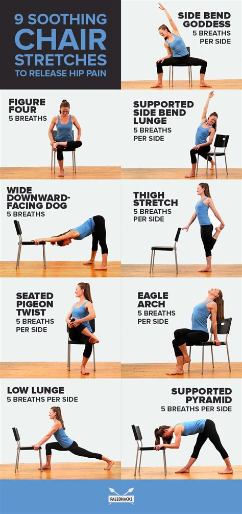 Studies indicate that postural awareness and exercise are two of the most important things you can do to manage lower back pain. 9 Soothing Chair Stretches to Release Hip Pain | Fitness