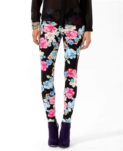 Floral Print Leggings Forever21 2017306471 Small Floral Print Leggings Floral Leggings