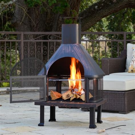Best fire pit for wooden deck. Outdoor Patio Fireplace Wood Burning Fire Pit Bronze ...