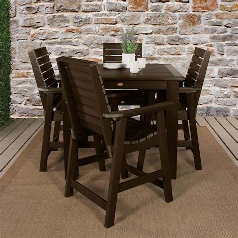 Highwood The Weatherly 5 Piece Brown Bistro Patio Dining Set With 4