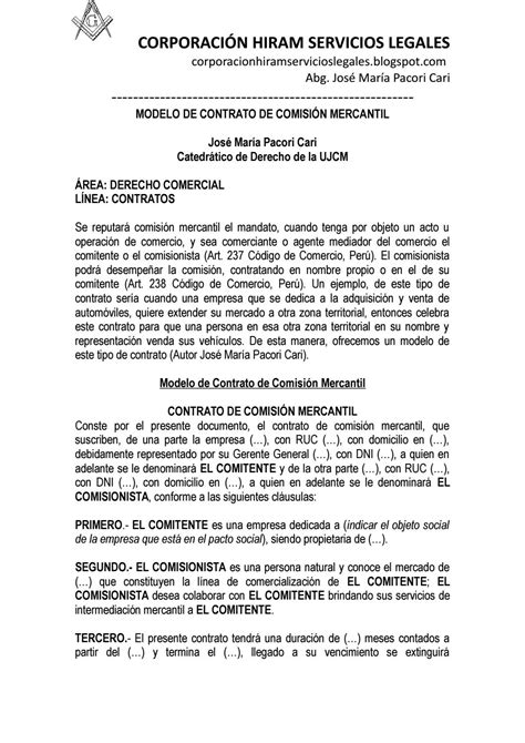CÓmo Hacer Un Contrato De ComisiÓn Mercantil By