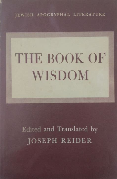 The Book Of Wisdom An English Translation With Introducton And
