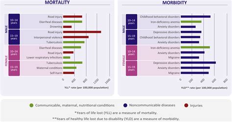 the top global causes of adolescent mortality and morbidity by age and sex 2019 journal of