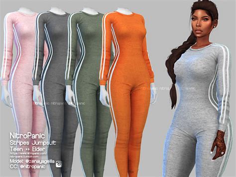 Sims 4 Cc Custom Content Clothing Stripes Jumpsuit Sims 4 Mods
