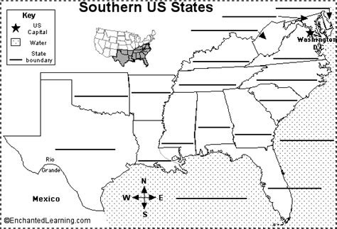 Label Southern Us States Printout