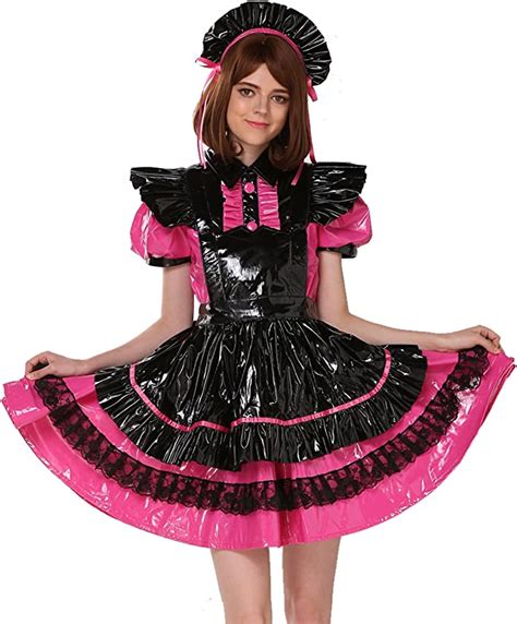 Sissy Girl Maid Pvc Pink A Line Dress Crossdress Unifrom Cosplay