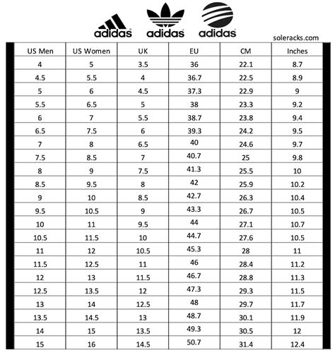 Adidas Shoes Size Chart How They Fit Soleracks
