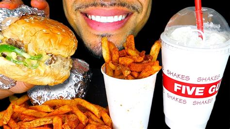 Five Guys Cheeseburgers Fries Oreo Double Stuffed Milkshake Eating