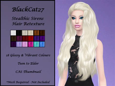 The Sims Resource Blackcat27 Stealthic Sirens Hair Retexture