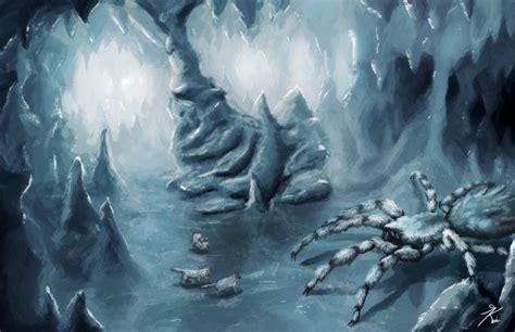 Creature Ice Spider Wolf Cave Blue Drawing Wallpapers Hd