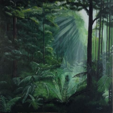 australian landscape acrylic on canvas tropical rainforest scene border ranges nsw craibas al