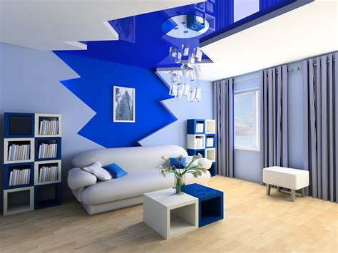 Blue Interior Interior Design 3d Design Digital Hd Wallpaper