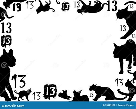 Thirteen Black Cats Frame Stock Illustration Illustration Of Isolated