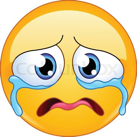 Sad Emoji Emoticon Crying Bitterly Stock Vector Colourbox