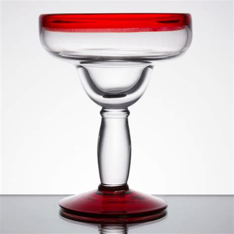 Libbey 92308r Aruba 12 Oz Margarita Glass With Red Rim And Base 12 Case