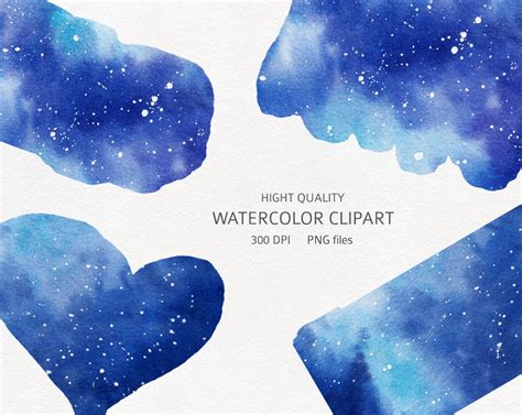 Sunrayart Designs Watercolor Navy Blue Galaxy Textures Strokes