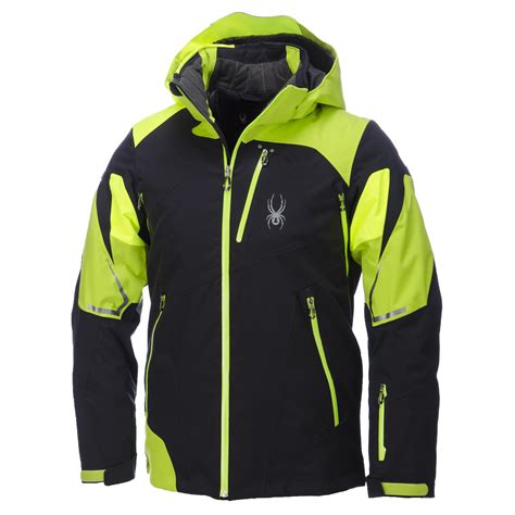 Spyder Leader Ski Jacket Men Black Theory Green Bryte Yellow
