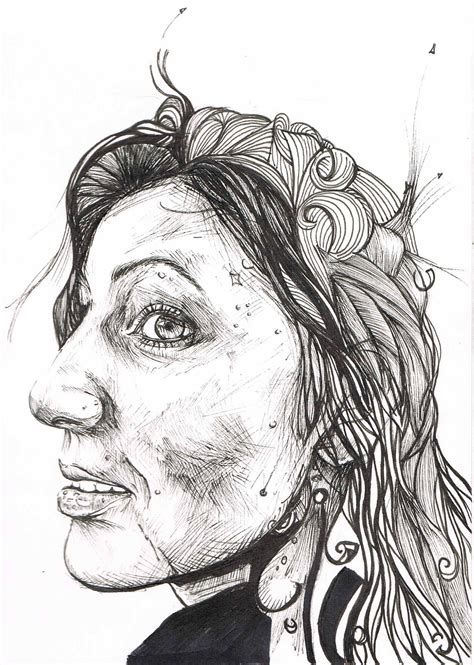 Pen Portrait Pen Male Sketch Illustrations Portrait Headshot