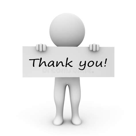 Illustrated Human Figure Holding A Sign With Thank You Text Isolated