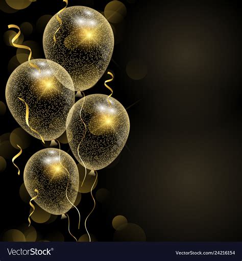 Celebration Background With Glittery Gold Balloons