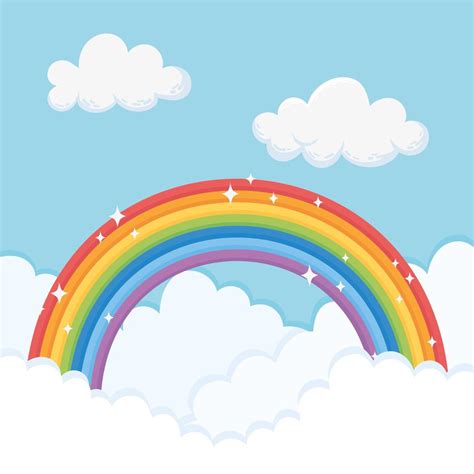 cielo de dibujos animados con arco iris y nubes vector de fondo my xxx hot girl