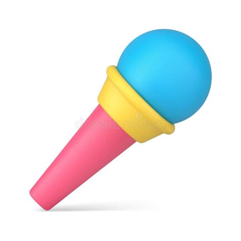 Bright Pink Yellow Blue Microphone Icon 3d Vector Illustration Music