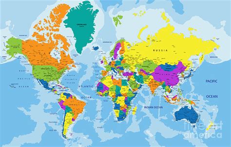 Colorful World Political Map With Digital Art By Bardocz Peter