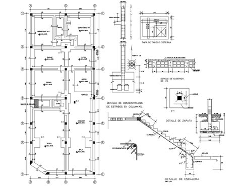 Foundation Plan And Constructive Structure Drawing Details Of House