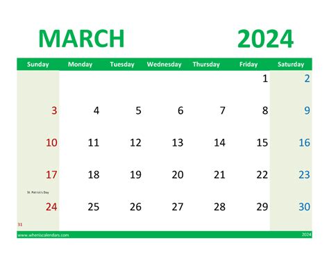 March 2024 Excel Calendar Monthly Calendar