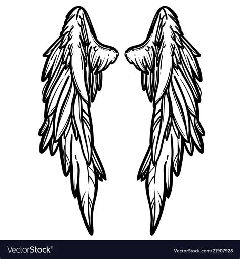 Line Art Of Angel Wings Hand Drawn Royalty Free Vector Image