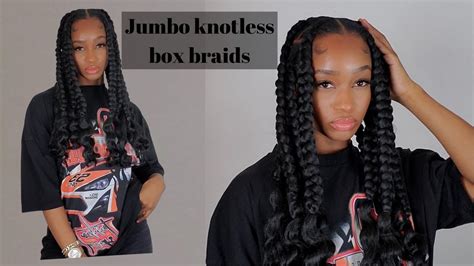 easy jumbo knotless box braids with curly ends youtube