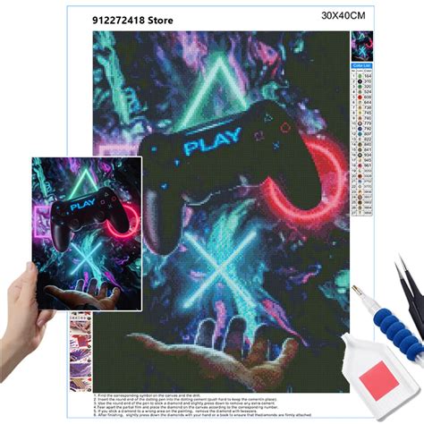 Diy Diamond Painting Color Game Console Playstation Embroidery 5d Full