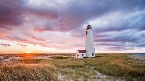 Leuchtturm Great Point Light Auf Der Insel Nantucket Massachusetts