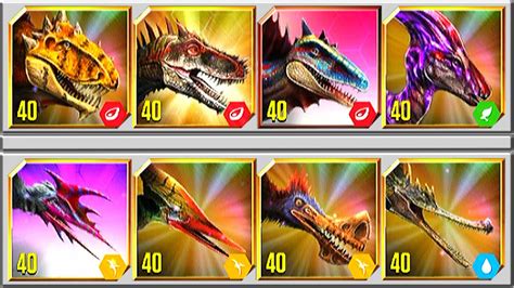 All X3 New Hybrids All Evolutions Max Lv 40 Jurassic World The Game Youtube