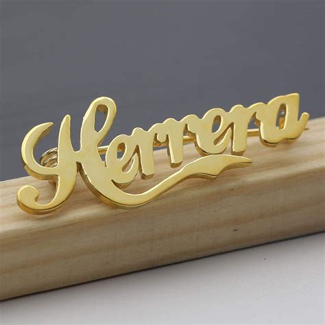 Custom Gold Plated Name Brooch Silver Name Pin