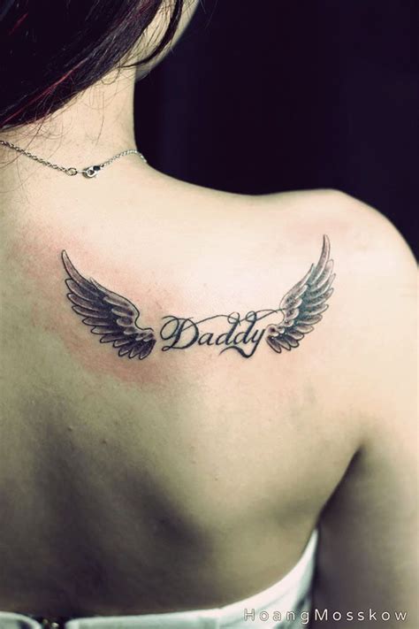 Daddy Wing Tattoo Work Of Hoang Mosskow Love Your Father Wing Tattoo